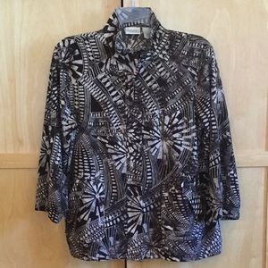 Zenergy By Chico’s Size 1 Women’s Brown & Cream Print Zip Up Jacket SZM